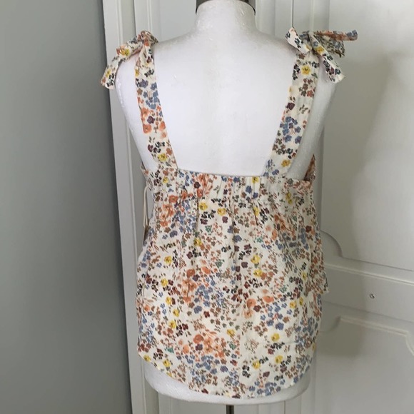 A.N.A MULTICOLORED COLORED FLORAL PRINT TANK WITH SHOULDER BOW ACCENTS MEDIUM - Picture 6 of 8